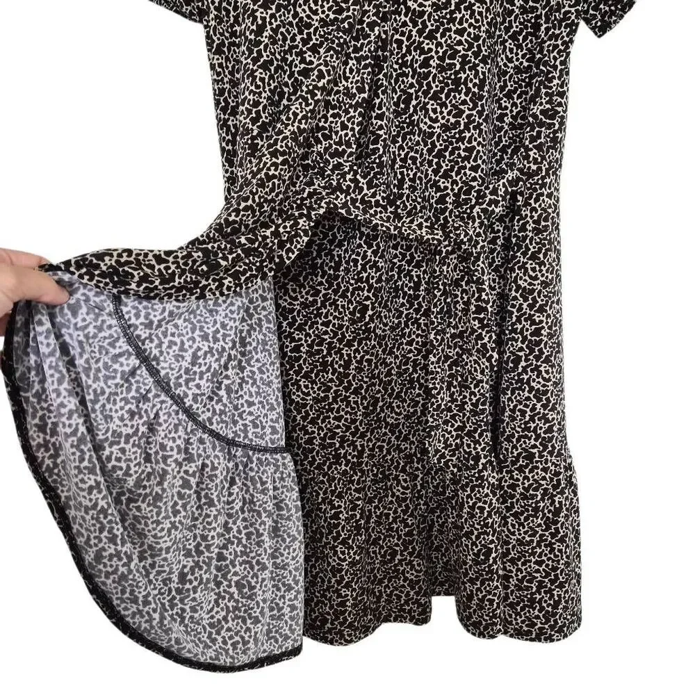 Michael Kors Animal Print Short Sleeves Wrap Mini dress Size XL